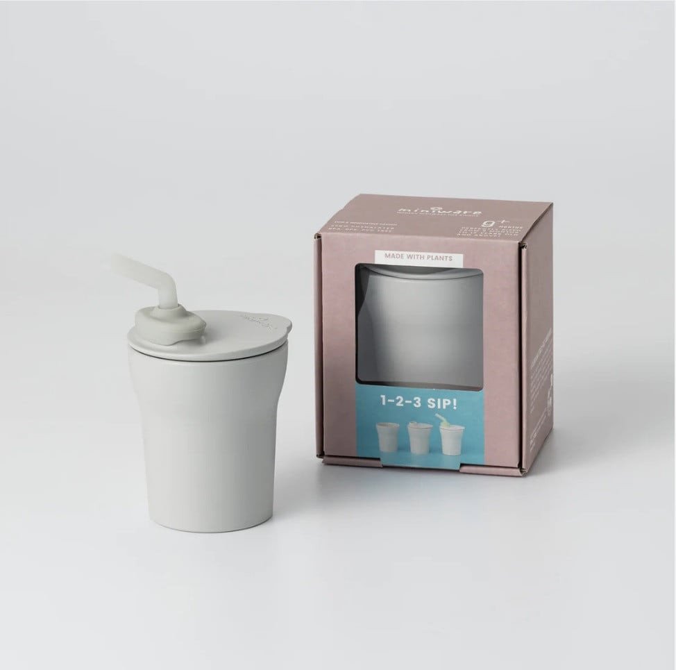 Pahar cu capac si pai antrenament bebelusi Miniware 1-2-3 Sip!