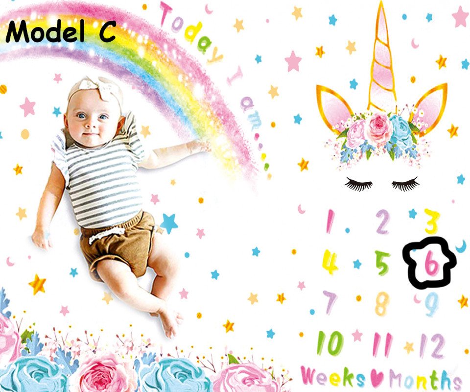 Paturica Milestone plusata pentru fotografii memorabile Curcubeu Model C Drool - imagine 2