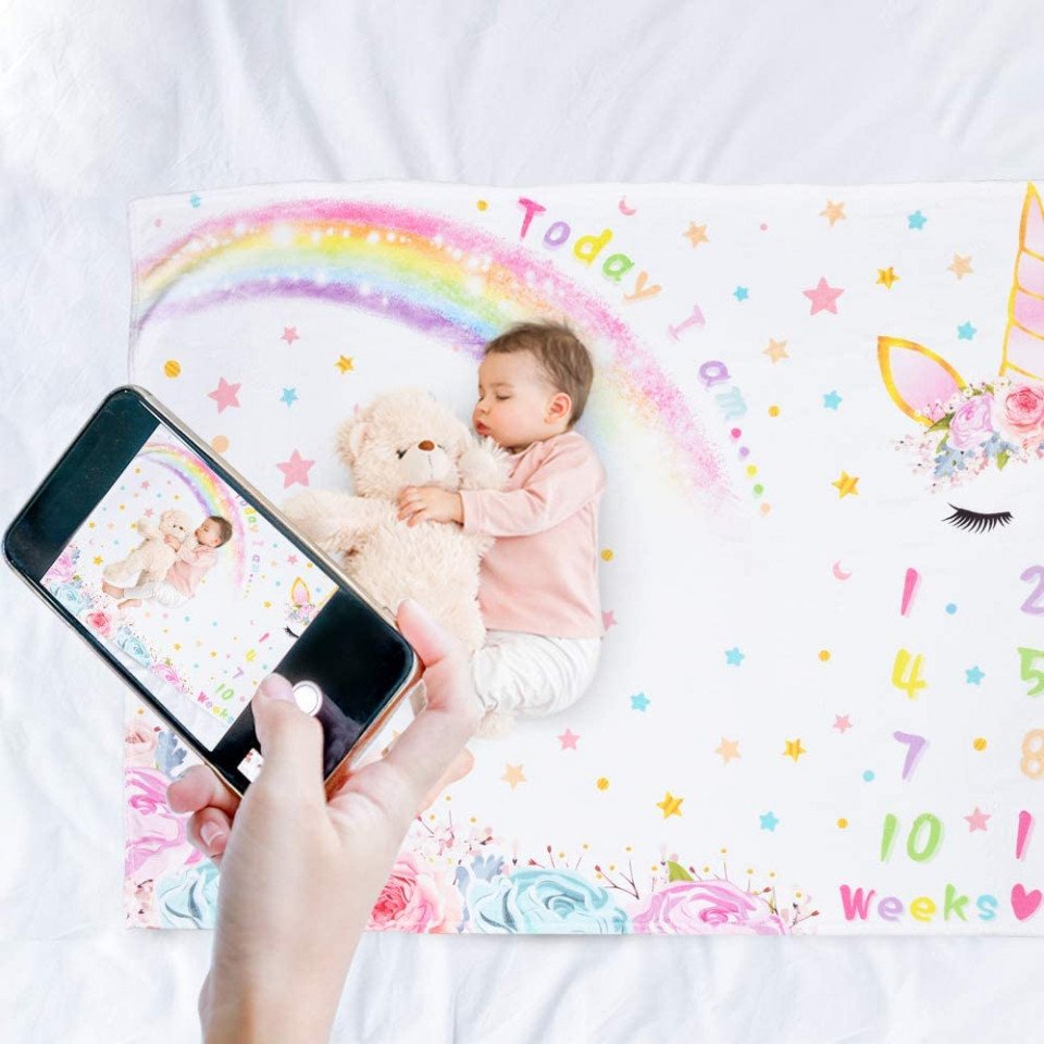 Paturica Milestone plusata pentru fotografii memorabile Curcubeu Model C Drool - imagine 6