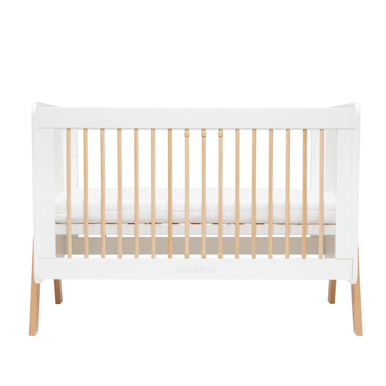 Patut transformabil copii Skiddou Krubb din lemn de fag/MDF, 60x120 cm, Puff Catcher, Alb - imagine 5