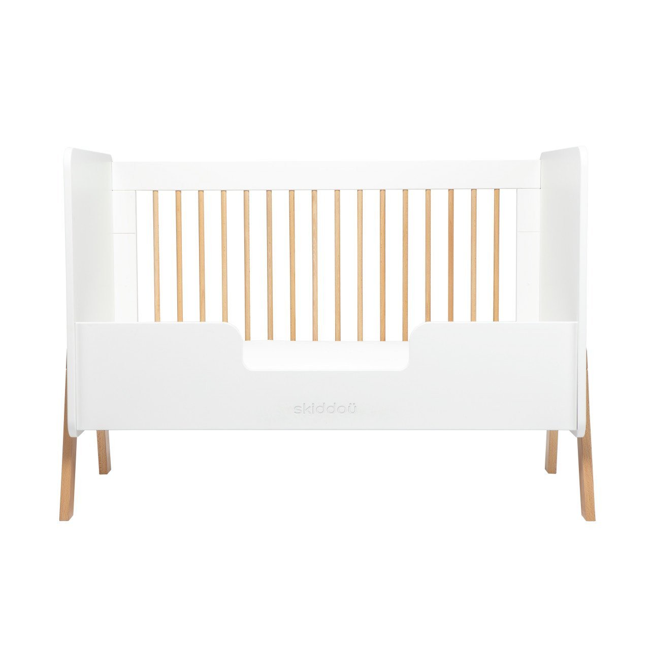 Patut transformabil copii Skiddou Krubb din lemn de fag/MDF, 60x120 cm, Puff Catcher, Alb - imagine 6