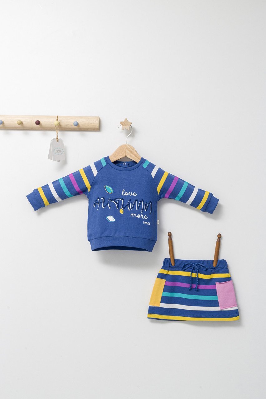 Set 2 piese cu bluzita si fustita pentru fetite Colorful autum