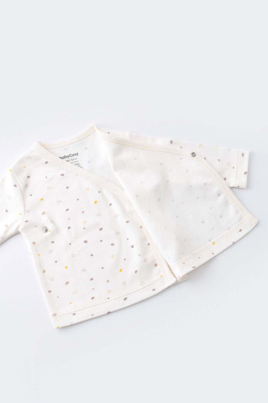 Set de 5 piese pentru nou nascut - 100% bumbac organic - Ecru cu buline, BabyCosy - imagine 7
