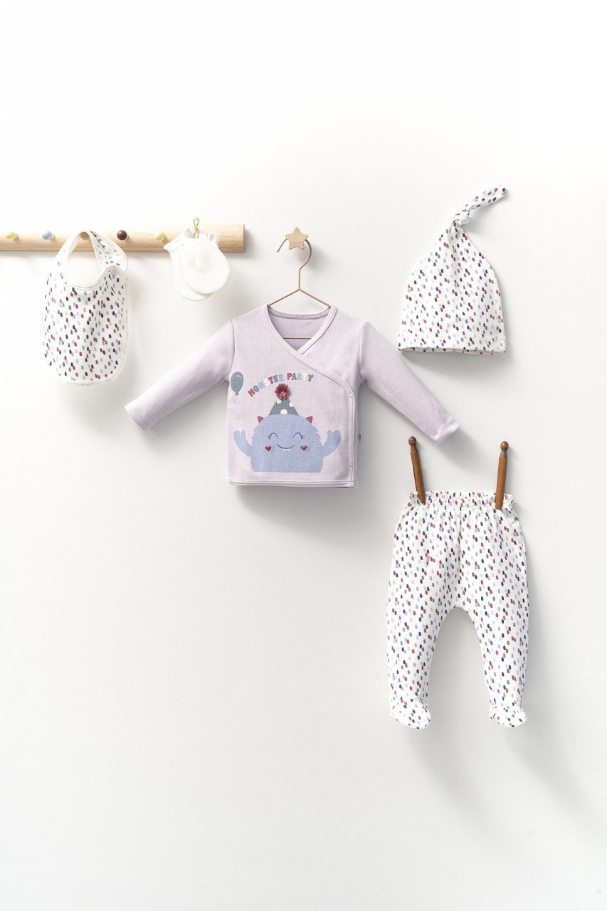 Set de 5 piese pentru nou nascut fetite Monster