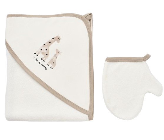 Set de baie cu prosop si manusa Girafa