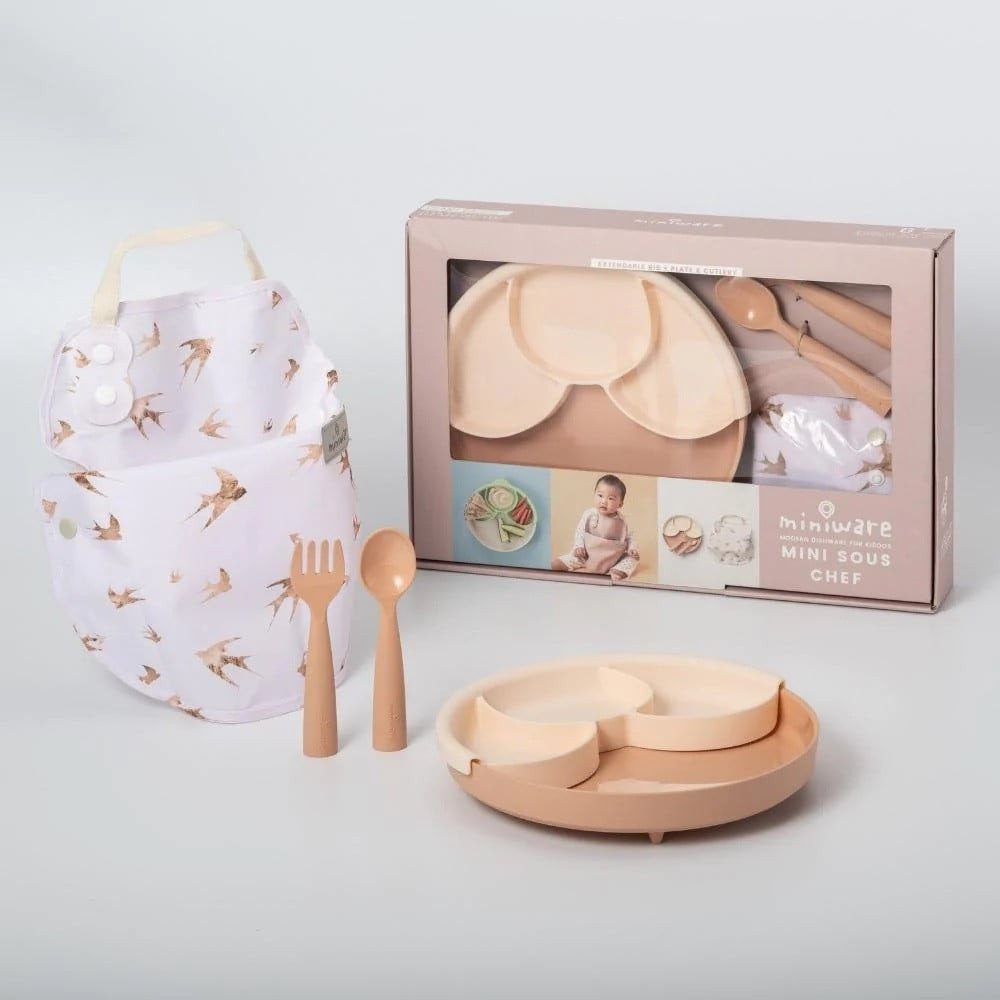 Set diversificare hrana bebelusi Miniware Mini Sous Chef 100% din materiale naturale biodegradabile