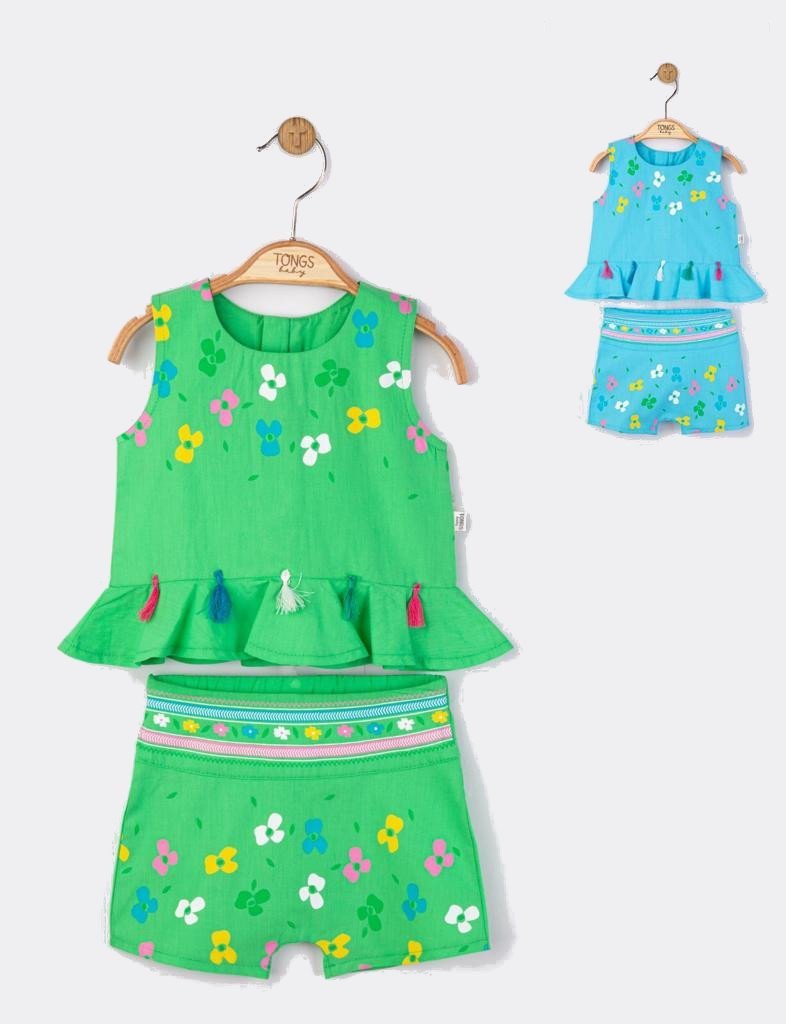 Set elegant bluzita de vara cu pantalonasi pentru fetite Ciucurasi