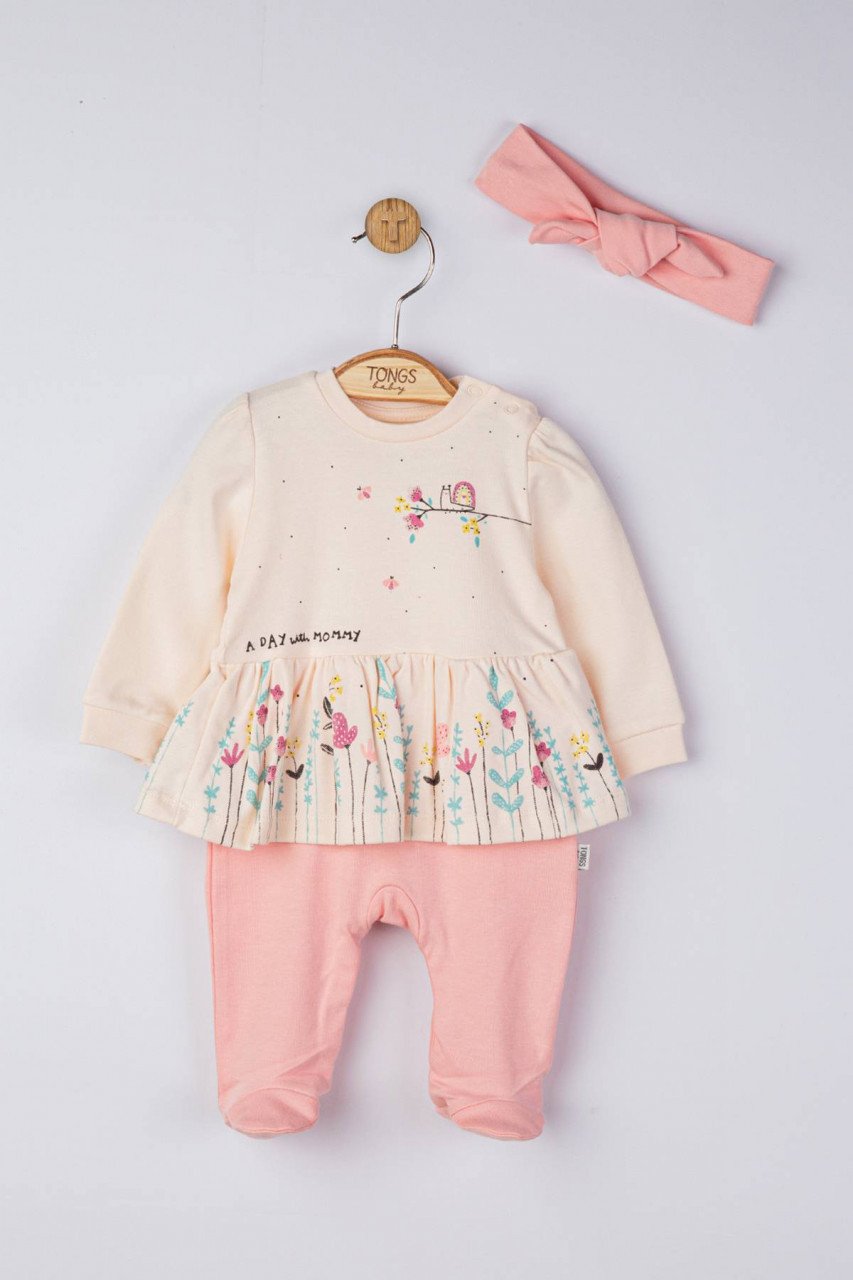 Set salopeta cu bentita "A day with mommy" pentru bebelusi