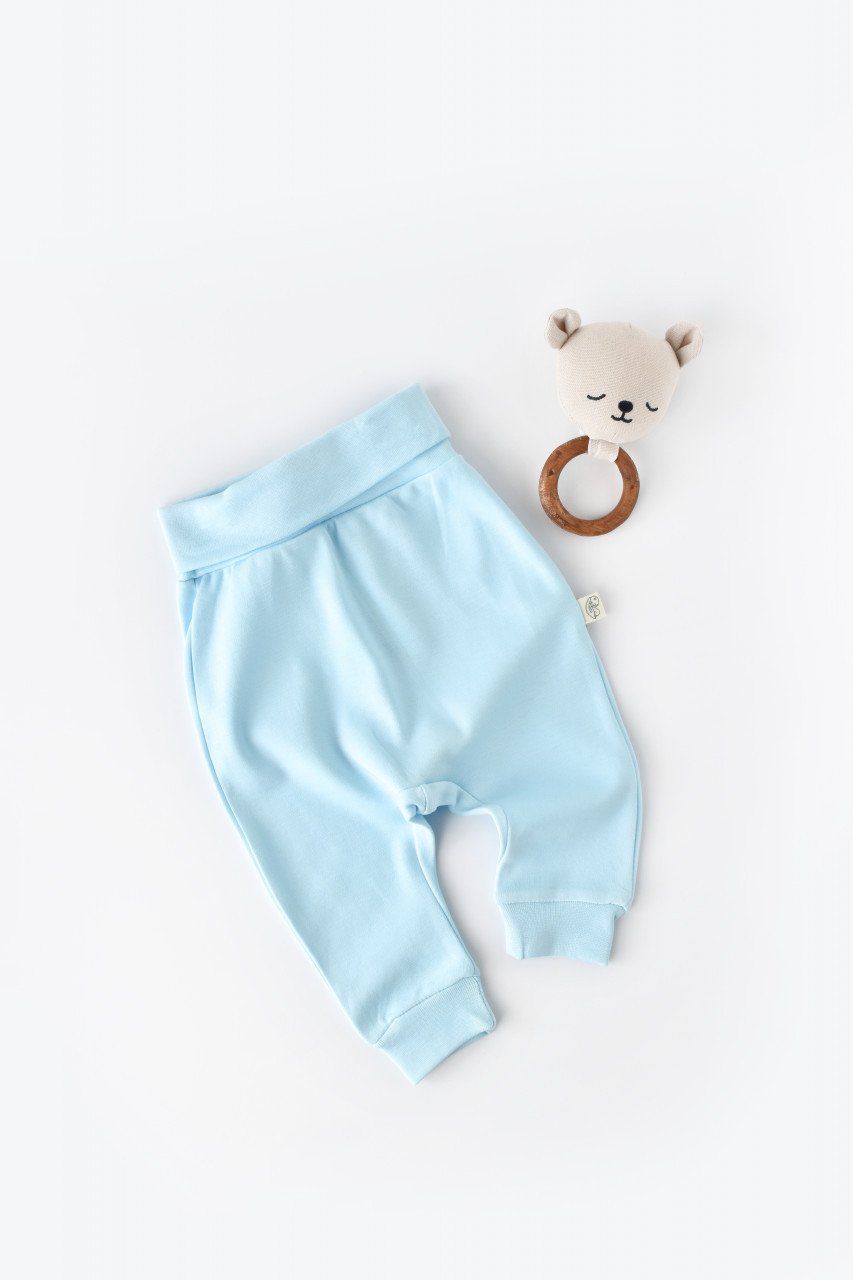Pantaloni Bebe Unisex din bumbac organic Bleu BabyCosy (Marime: 18-24 Luni)