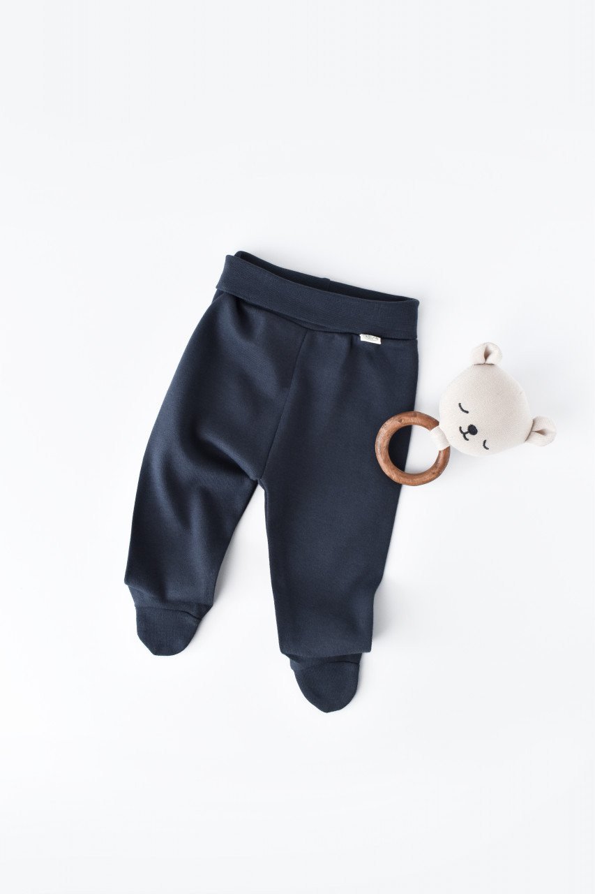 Pantaloni cu Botosei - Bumbac organic Bleumarin BabyCosy (Marime: 3-6 Luni)