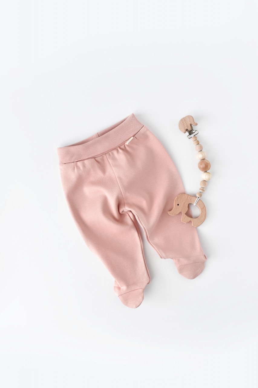 Pantaloni cu Botosei - Bumbac organic Roz pudra BabyCosy (Marime: 3-6 Luni)