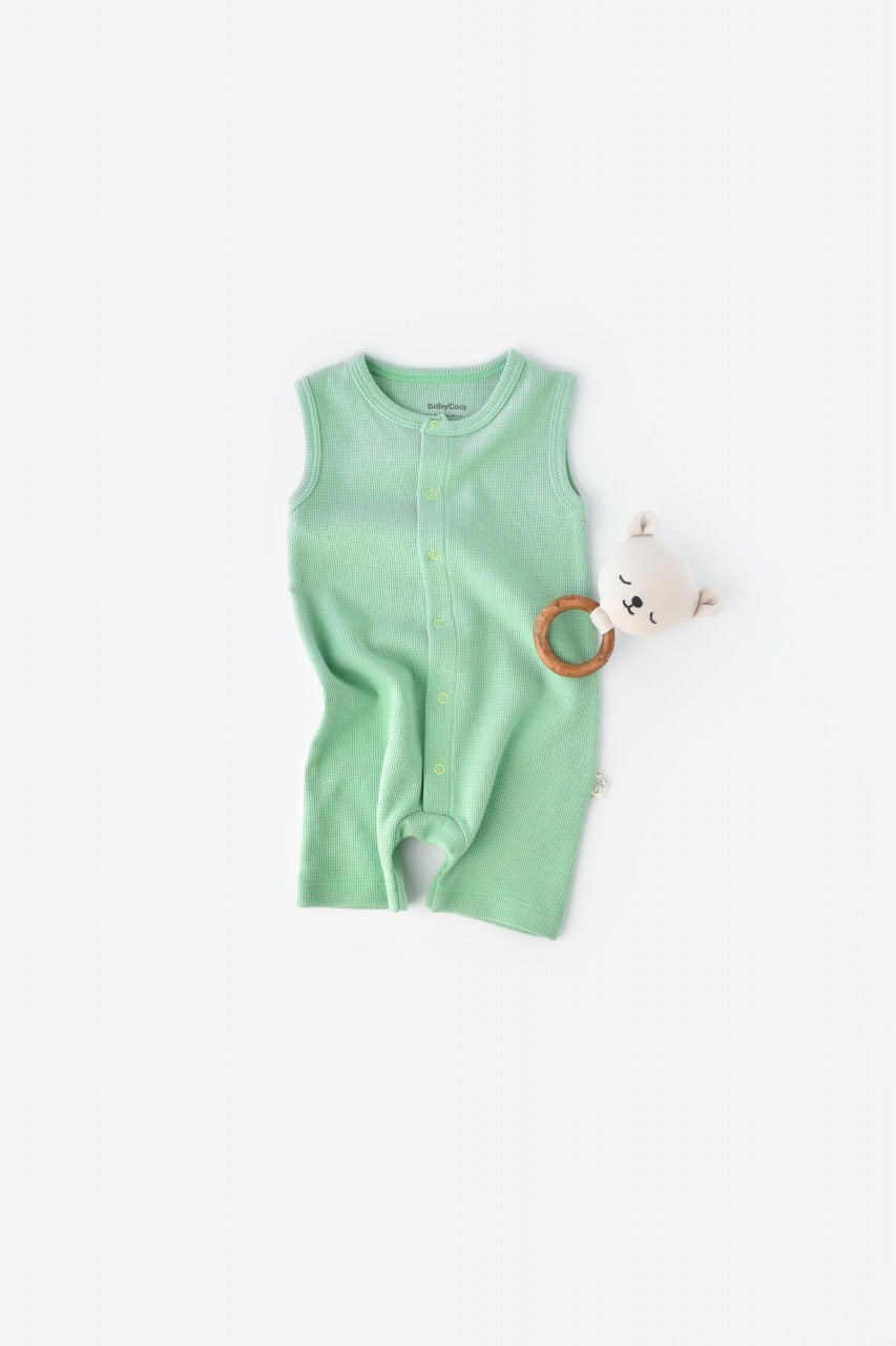 Salopeta fara maneci si pantaloni scurti - 100% bumbac organic - Mint