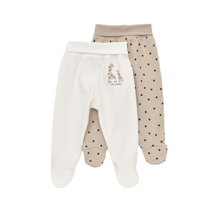 Set 2 pantaloni cu botosei bebe unisex Girafa