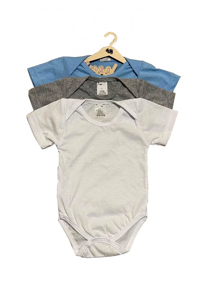 Set 3 body-uri din bumbac cu maneca scurta color mix 2 Drool (Marime: 18-24 Luni)