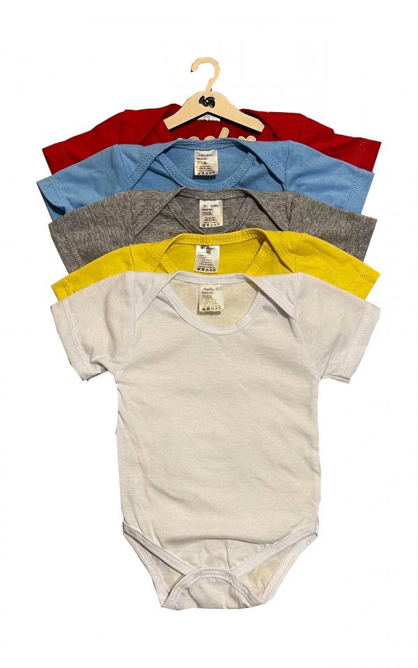 Set 5 body-uri din bumbac cu maneca scurta color mix 2 Drool (Marime: 18-24 Luni)