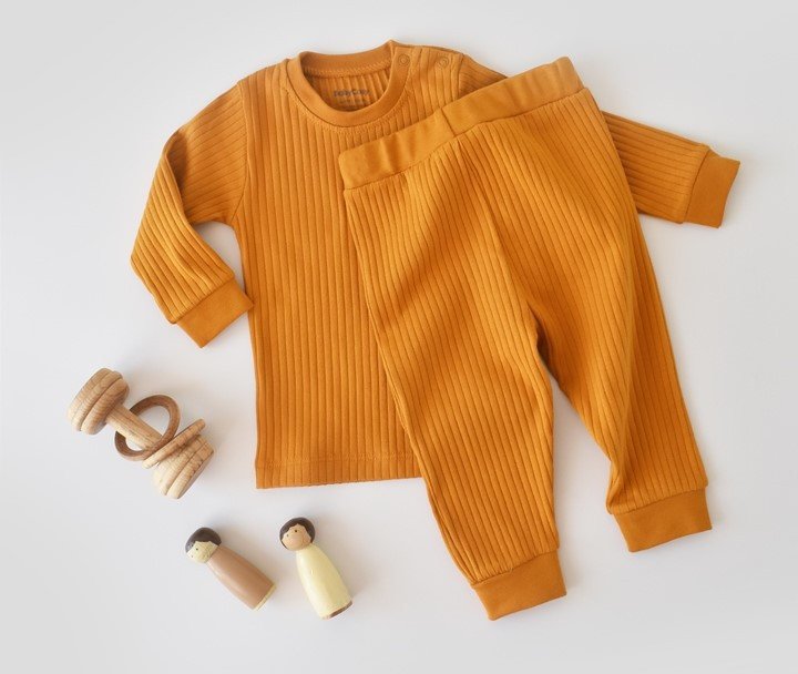 Set bluzita cu maneca lunga si pantaloni lungi din bumbac organic si 5% elastan - Sofran