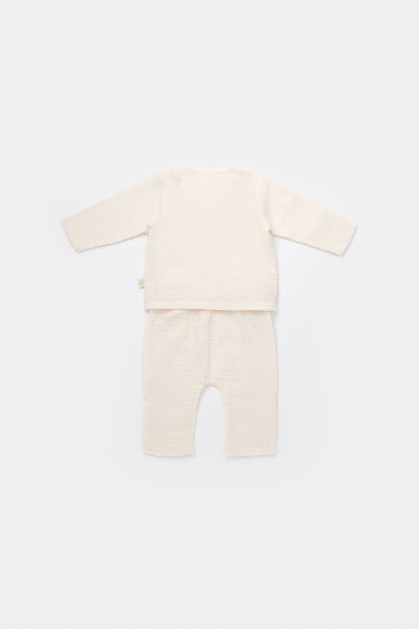 Set bluzita petrecuta si pantaloni lungi din muselina