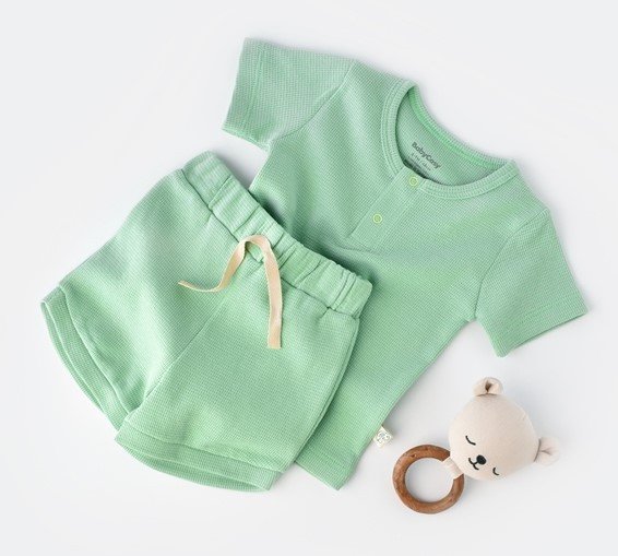 Set tricou cu pantaloni scurti - 100% bumbac organic - Mint