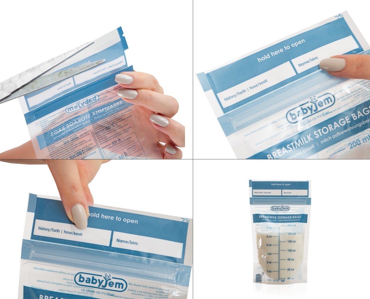 Set 25 pungi pentru stocarea laptelui matern BabyJem - imagine 8