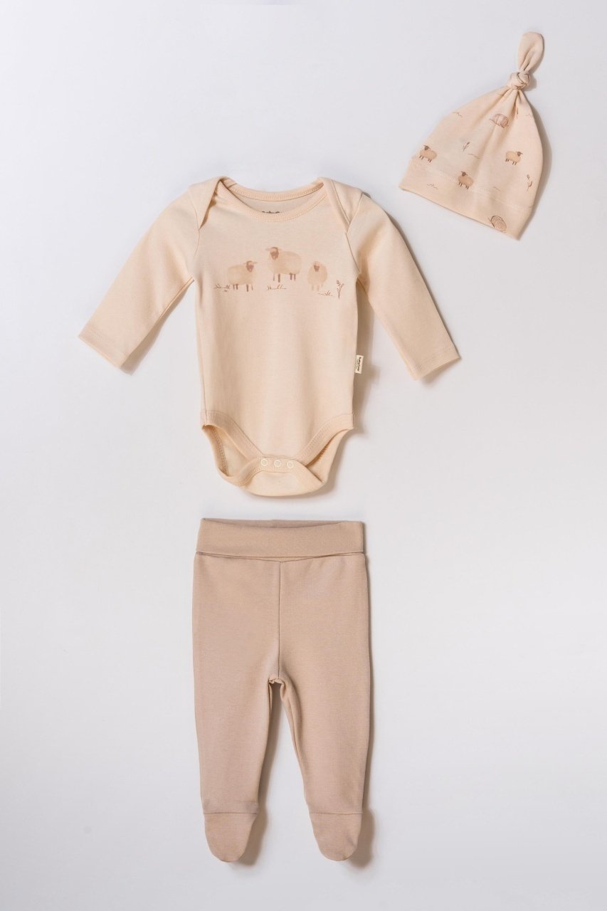 Set 3 piese nou nascut, Lamb, BabyCosy, 100%bumbac organic (Marime: 3-6 Luni) - imagine 8