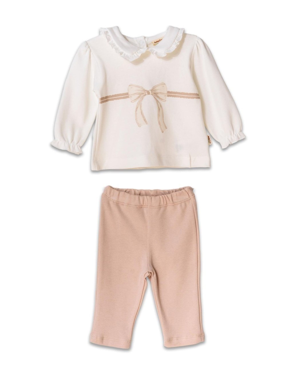 Set bluză cu volănaș și pantalonași, Bow, BabyCosy, 100%bumbac organic (Marime: 12-18 Luni) - imagine 8